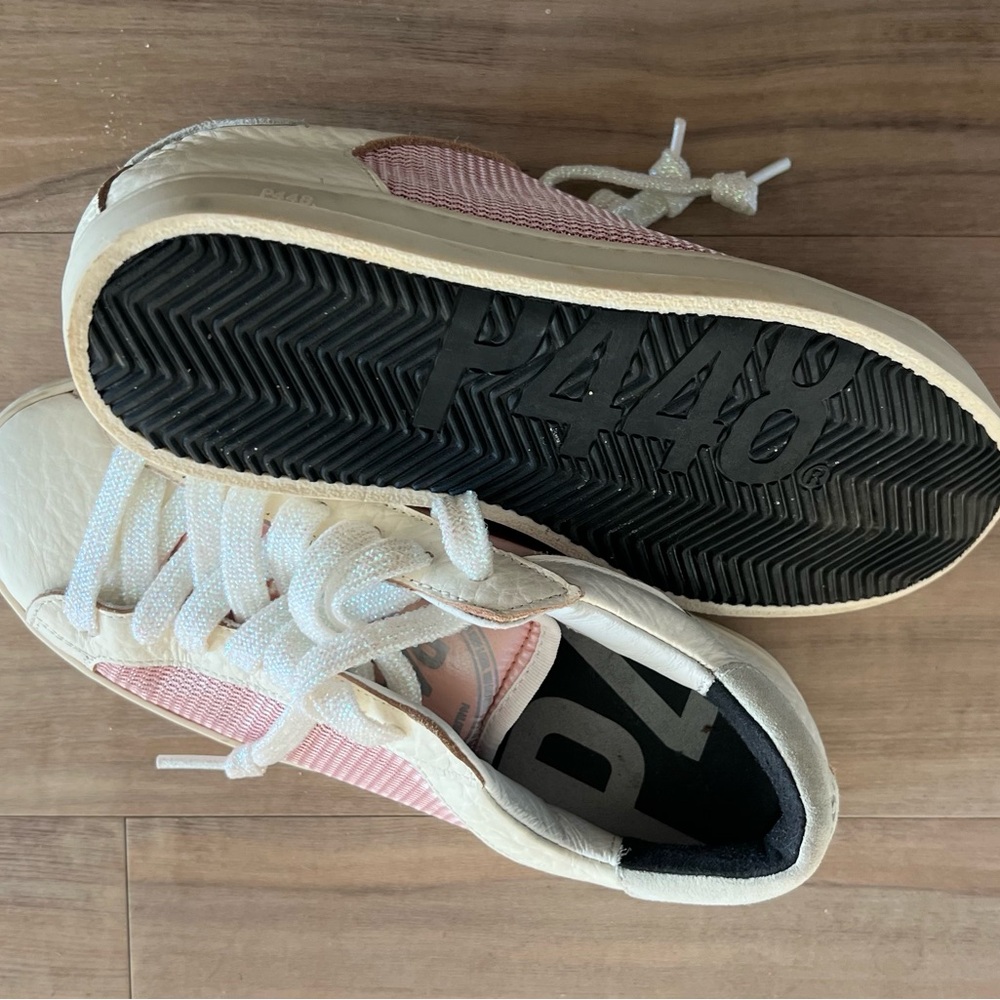 P448 Johnny low top sneakers jolly Polly pink and white -37 - Picture 6 of 11